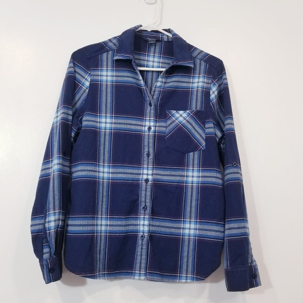 HAYES Plaid Button Front Shirt Long Sleeves Collared